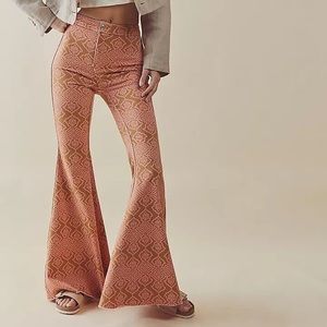 Free People Reversible Throw It Back Flare Jeans Pink 24